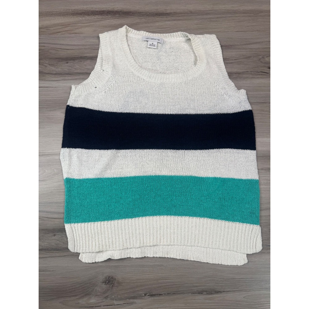 Liz Claiborne Womens Striped Knit‎ Sleeveless Sweater Tank Top M Nautical Preppy